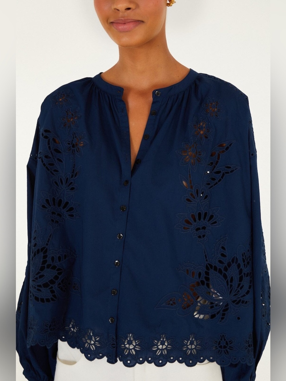 Farm Rio: Navy Blue Artisanal Long Sleeve
Blouse - Picture 4 of 8